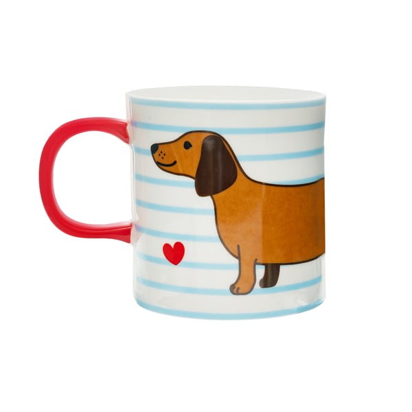 Modra/rjava porcelanasta skodelica 300 ml Sausage Dog – Sass & Belle