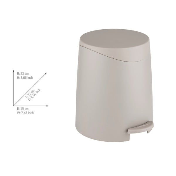 Sivorjav plastičen koš za smeti s pedalom 3 l Portes – Allstar-image-3