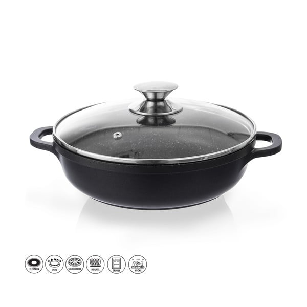 Posoda z neprijemljivo prevleko s stekleno pokrovko Pfluon Granit Orion Grande, ⌀ 28 cm-image-2