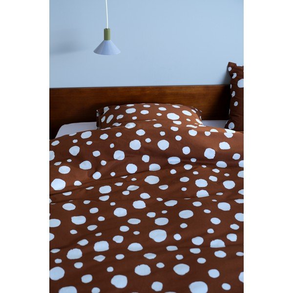Svetlo modra/rjava enojna bombažna posteljnina 140x200 cm Rigmor Dot – Jotex-image-1