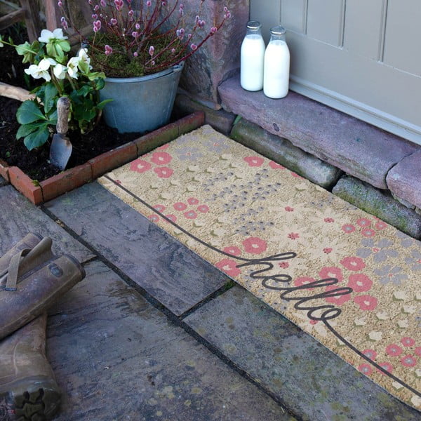 Predpražnik iz kokosovih vlaken 40x120 cm Hello Scribbly Floral – Artsy Doormats-image-2