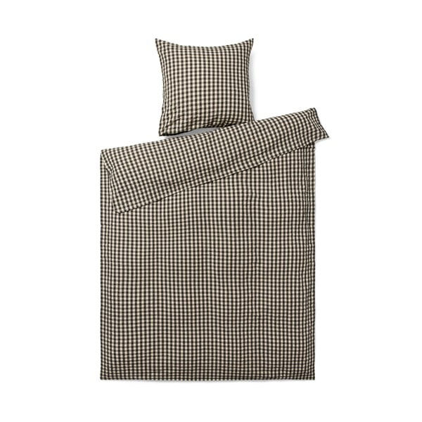 Črna/bež enojna posteljnina iz krepa 140x200 cm Bæk&Bølge – JUNA