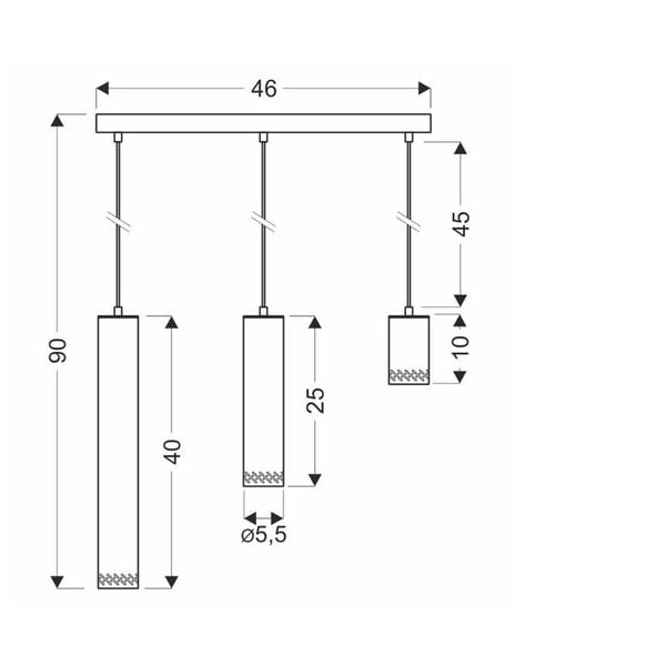 Viseča svetilka s kovinskim senčnikom v črni in zlati barvi 6x46 cm Tubo - Candellux Lighting-image-2