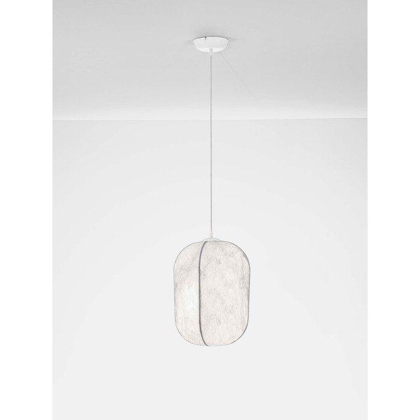 Bela kovinska viseča svetilka s tekstilnim senčilom ø 30 cm Pierida – Nova Luce-image-2