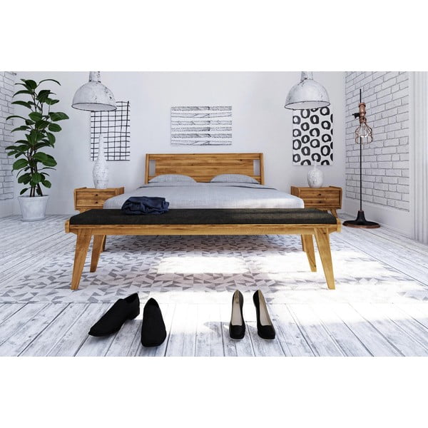 Hrastova klop s sivim sedežem Retro - The Beds-image-3