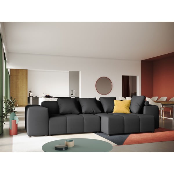 Črn kotni kavč (obojestranski) Rome - Cosmopolitan Design -image-1