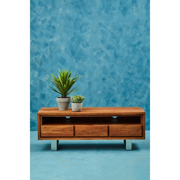 TV omarica iz masivne akacije v temni naravni barvi 140x52x50 cm Simla – Premier Housewares-image-1