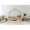 Otroška postelja iz masivnega bora v obliki hiške z dodatnim ležiščem in prostorom za shranjevanje 120x200 cm Mila RMW – Adeko