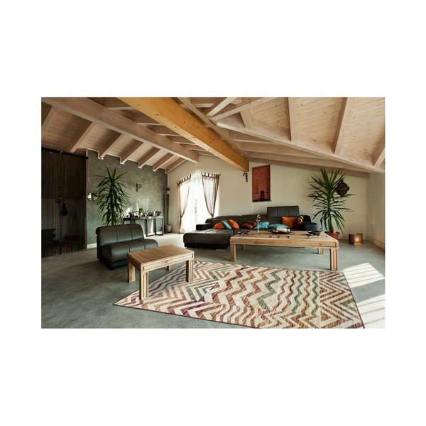 Bež-vinsko rdeča preproga iz viskoze Universal Belga Zig Zag, 70 x 220 cm-image-2