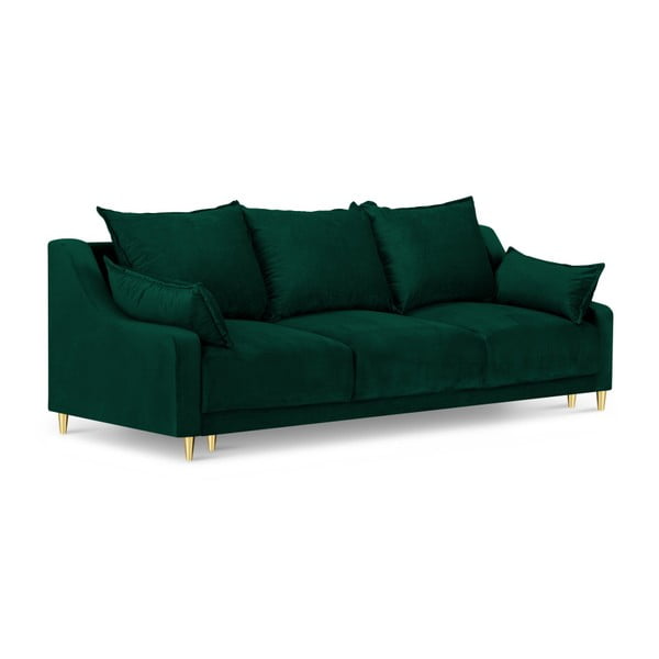 Zelen raztegljiv kavč s prostorom za shranjevanje Mazzini Sofas Pansy, 215 cm