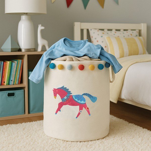 Bela tekstilna otroška škatla za shranjevanje ø 38x48 cm Mimo Eclectic Horse – Premier Housewares-image-2