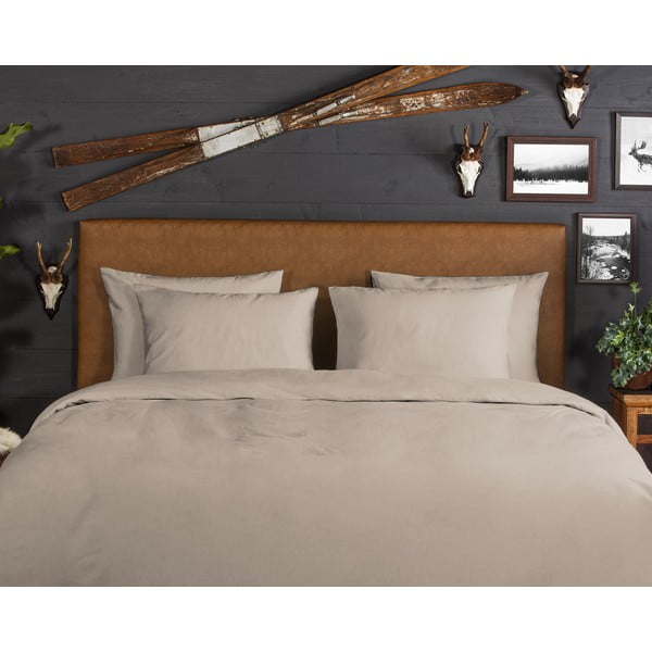 Rjava flanelna posteljnina za zakonsko posteljo/podaljšana 200x220 cm – Good Morning-image-2