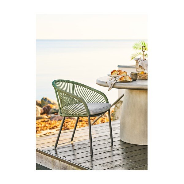 Zelen kovinski in oblazinjen vrtni stol Novella – House Nordic-image-1