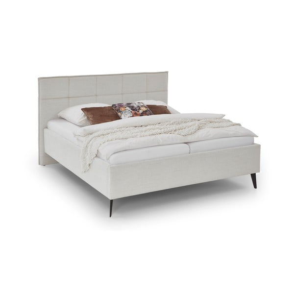 Bež oblazinjena zakonska postelja brez letvenega dna 160x200 cm Paulo – Meise Möbel-image-4