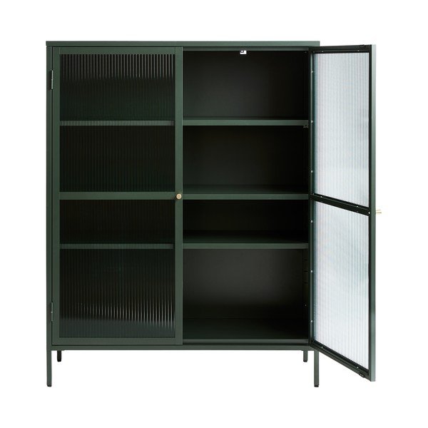 Zelena kovinska vitrina Unique Furniture Bronco, višina 140 cm-image-3