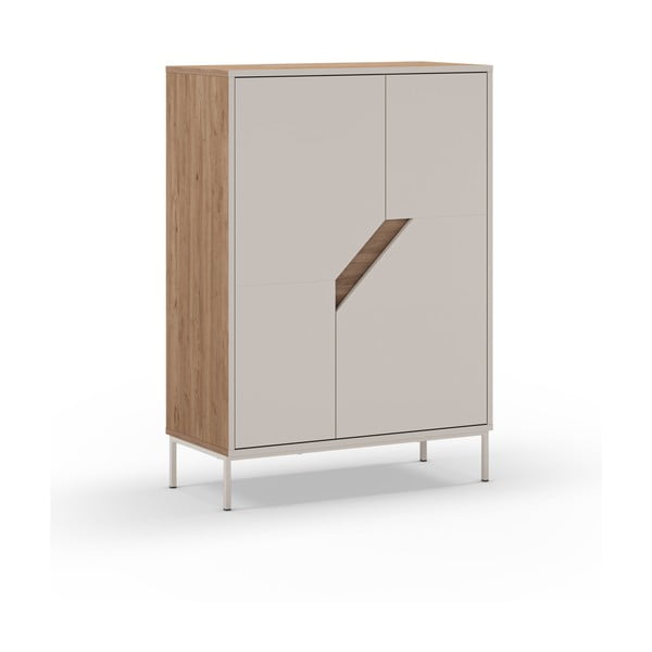 Kremno bela/naravna komoda v hrastovem dekorju 85x120x40 cm Lilou – Marckeric-image-2