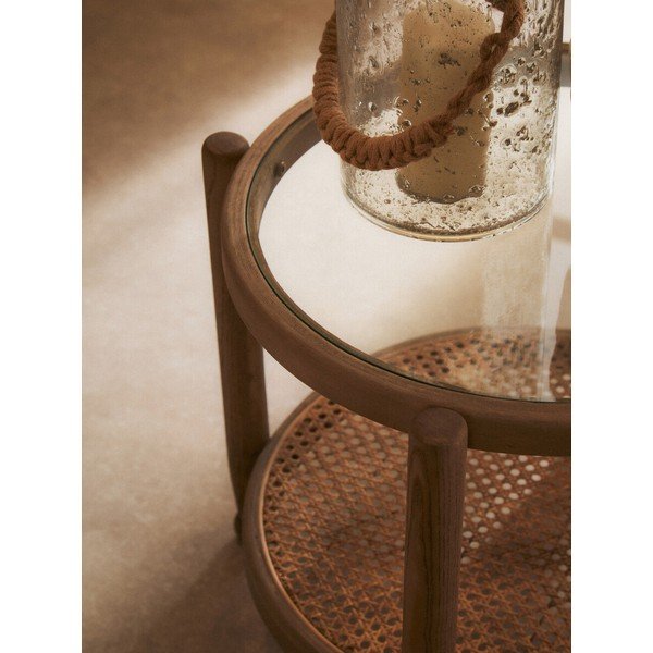 Okrogla stranska mizica s stekleno mizno ploščo ø 57 cm Cebu – Premier Housewares-image-2