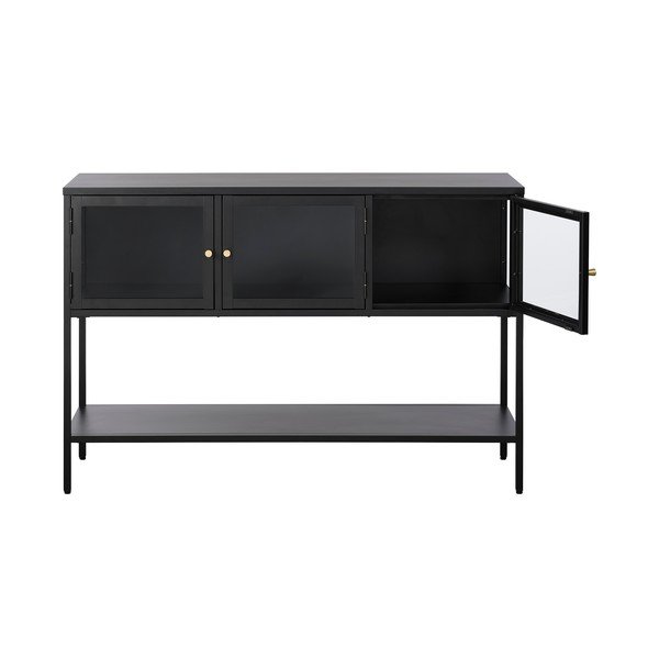 Črna kovinska vitrina 132x88 cm Carmel – Unique Furniture-image-2