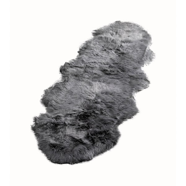 Siva preproga iz ovčje kože Native Natural Double, 60 x 240 cm