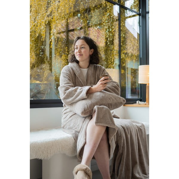 Sivorjav kopalni plašč iz mikropliša velikosti L/XL Pippa – Tiseco Home Studio-image-1