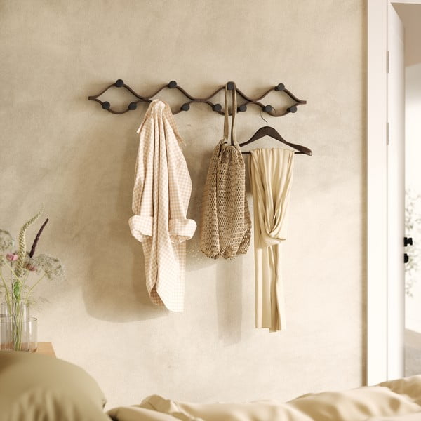 Stenski obešalnik iz masivnega kavčukovca v naravni barvi Montage – Umbra-image-3