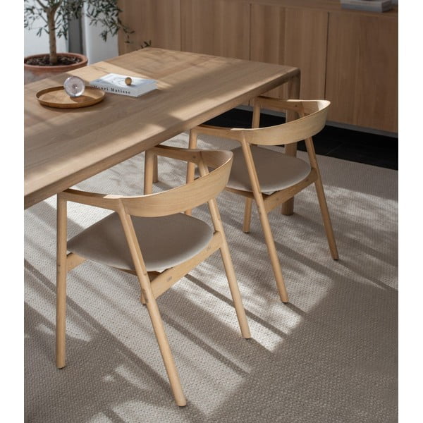 Jedilni stol iz masivnega hrastovega lesa s sivim sedežem Gazzda Muna-image-1