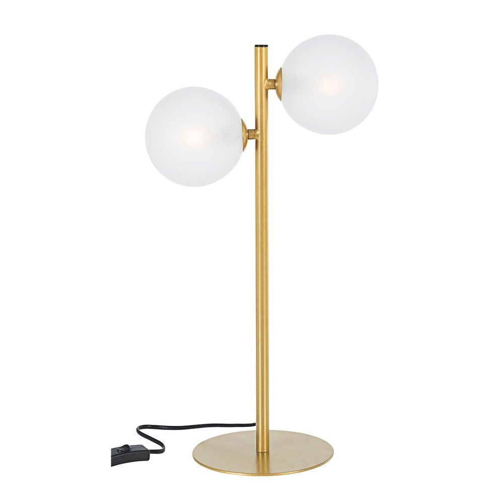 Jeklena namizna svetilka v zlati barvi s steklenim senčilom (višina 54 cm) Balls