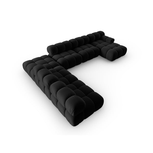 Črna žametna sedežna garnitura 379 cm Bellis – Micadoni Home-image-4