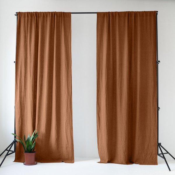 Rjava lanena zavesa 140x300 cm Hazelnut – Linen Tales