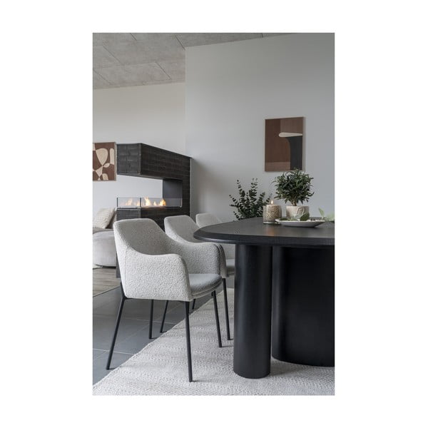 Bel oblazinjen jedilni stol z nasloni za roke Melilla – House Nordic-image-2