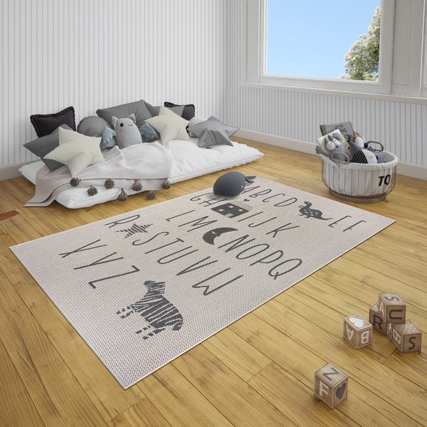 Črno-siva otroška preproga Ragami Letters, 120 x 170 cm-image-3