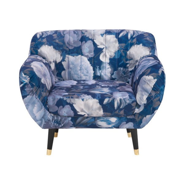 Modri fotelj Mazzini Sofas Benito Floral