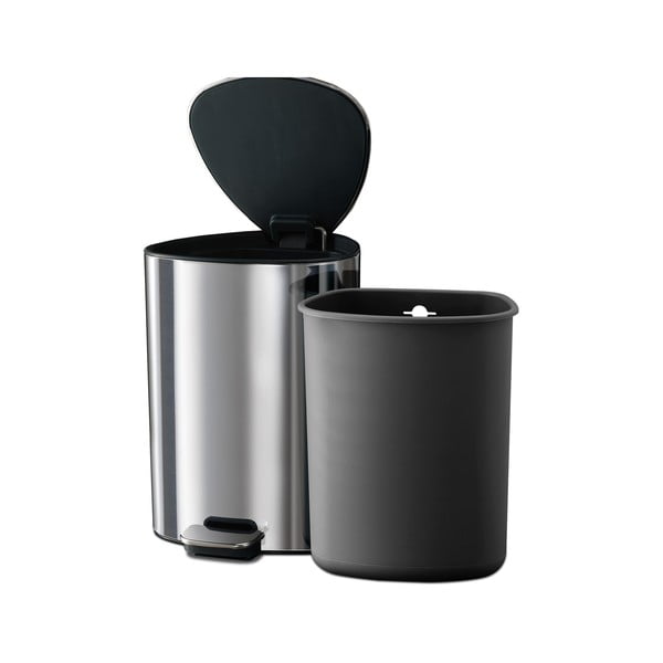Plastičen koš za smeti s pedalom v srebrni barvi 5 l Luxe – Joseph Joseph-image-3