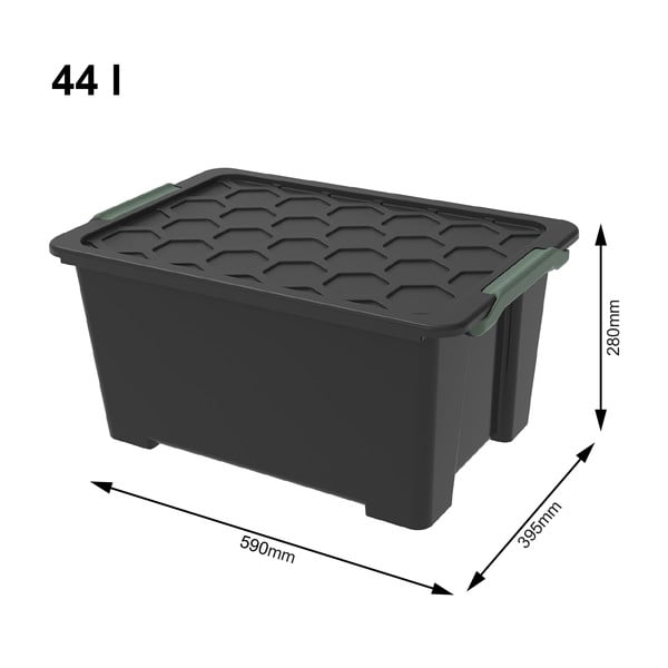 Črna plastična škatla za shranjevanje s pokrovom Evo Safe - Rotho-image-1