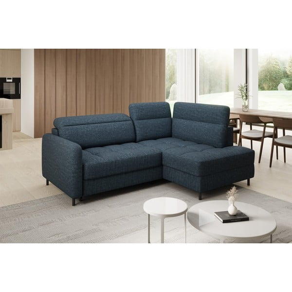 Modra žametna raztegljiva/s prostorom za shranjevanje kotna sedežna garnitura (desni kot/v obliki črke L) Barea – ELTAP-image-3