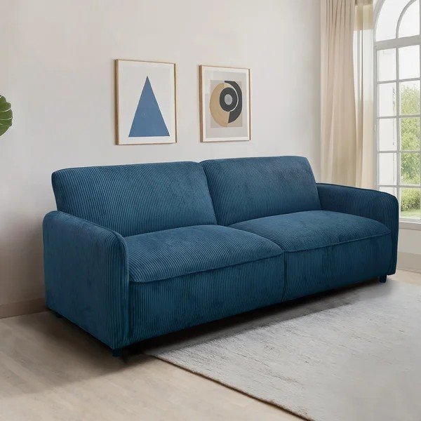 Modra nastavljiva/raztegljiva sedežna garnitura iz rebrastega žameta 209 cm Alicia – Støraa-image-1