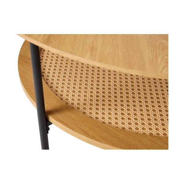 Okrogla klubska mizica v hrastovem dekorju v naravni barvi ø 80 cm Pensacola – Unique Furniture-image-2