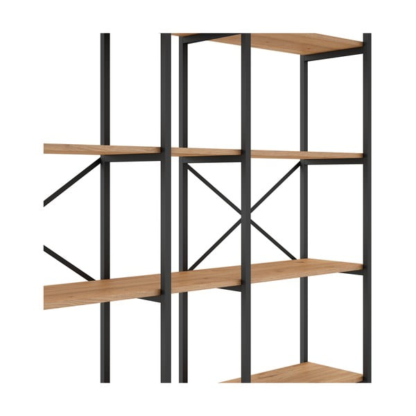 Črn/naravni regal v hrastovem dekorju 144x175 cm Dusan – Marckeric-image-4