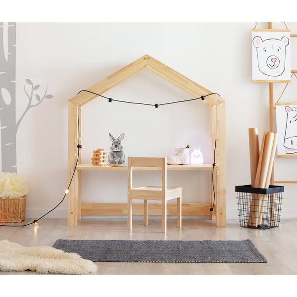 Otroška pisalna miza iz borovega lesa Adeko Bran, 40 x 100 cm