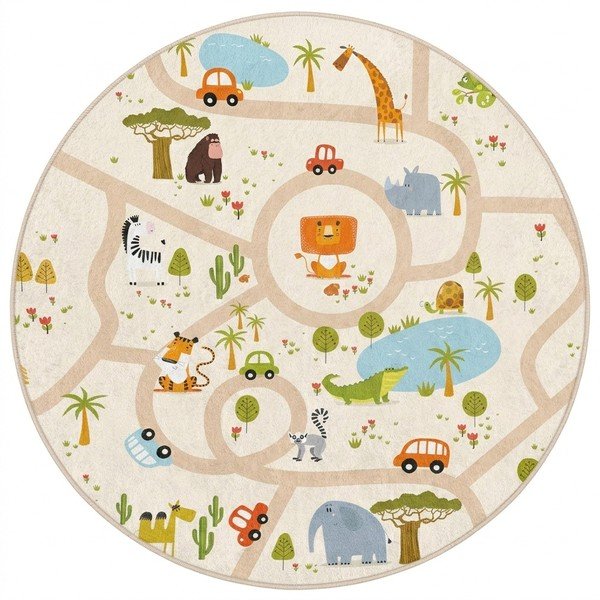 Pralna otroška igralna preproga ø120 cm Savana Ride – Mila Home