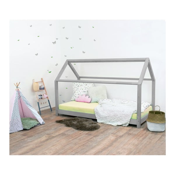 Benlemi Tery siva otroška postelja brez stranic iz smrekovega lesa, 80 x 180 cm