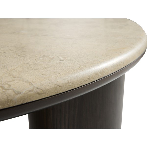 Okrogla klubska mizica z marmorno mizno ploščo v temni naravni barvi ø 90 cm Piazze – Unique Furniture-image-3