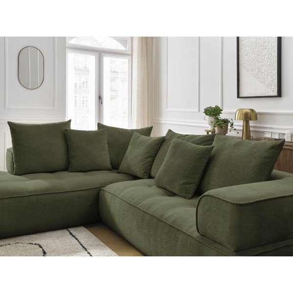 Zelena kotna sedežna garnitura iz šenilje (levi kot/v obliki črke L) Whesley – Bobochic Paris-image-4