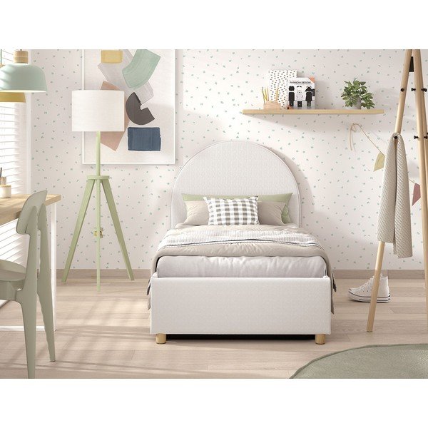 Bela oblazinjena postelja s prostorom za shranjevanje z letvenim dnom 90x200 cm Moon – Vipack-image-3