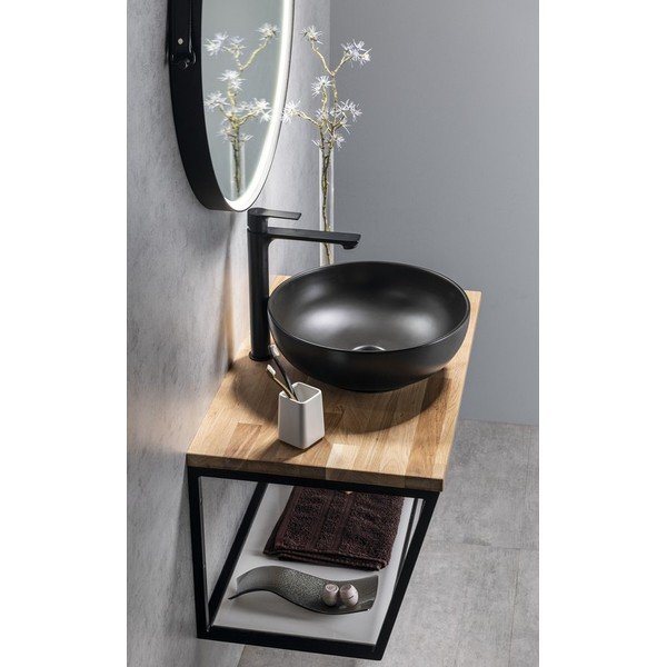 Mat črna stoječa armatura za umivalnik Pax – Sapho-image-3