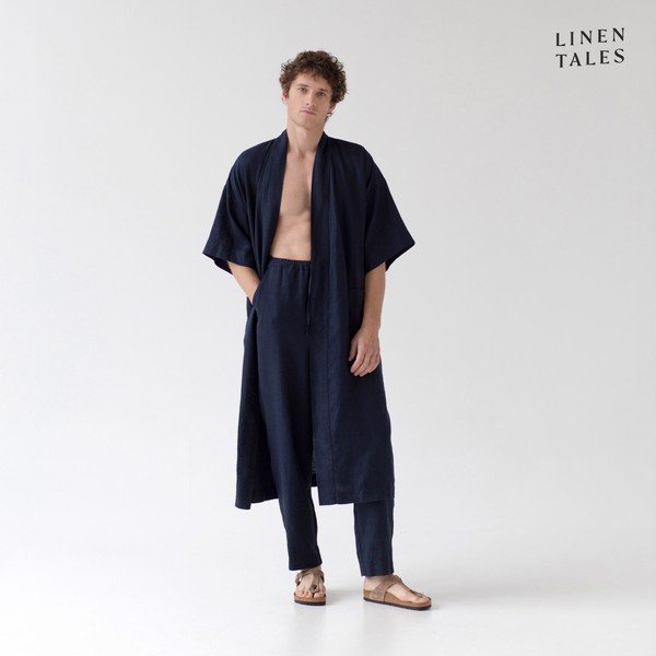 Temno moder lanen kopalni plašč velikosti S/M Summer – Linen Tales-image-4