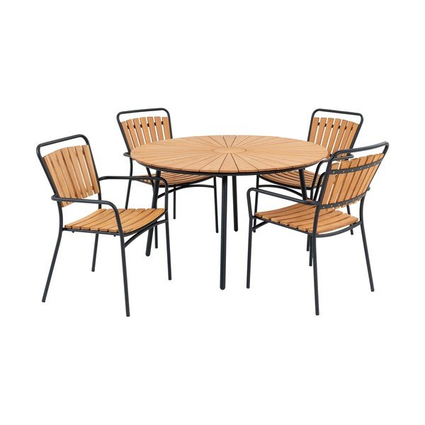 Vrtna jedilna garnitura v naravni barvi za 4 osebe Cleveland – House Nordic