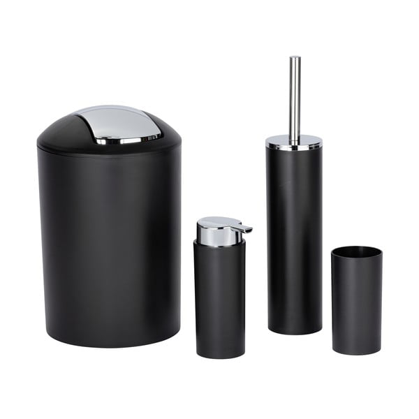 Črn plastičen komplet pripomočkov za kopalnico Calvo – Wenko