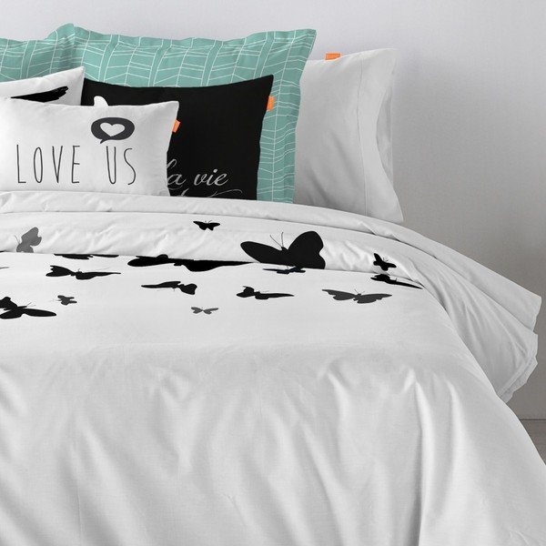 Bombažna odeja Blanc Butterflies, 200 x 200 cm-image-1