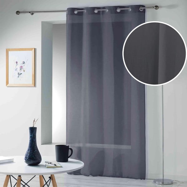 Antracitno siva prosojna zavesa 140x280 cm Telma – douceur d'intérieur-image-3